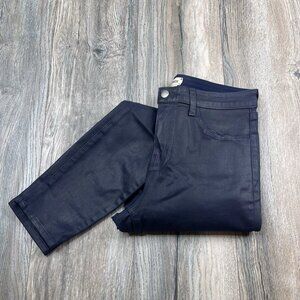 L'Agence Margot Pants Skinny High rise Womens Size 30 Navy Coated Cotton Blend